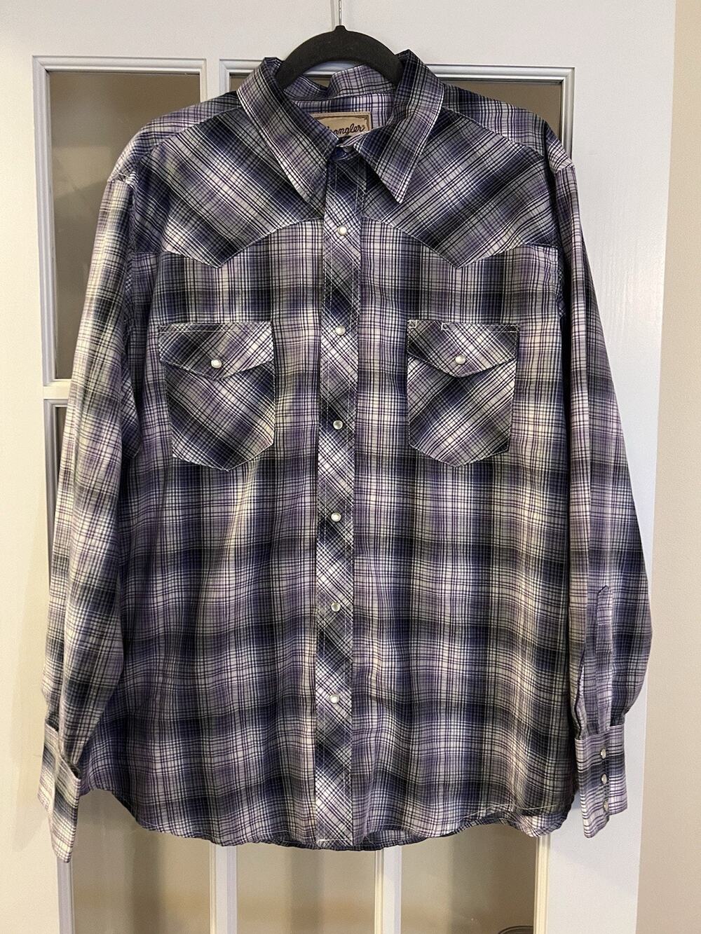 Wrangler Shirt Mens XL Multi-Color Plaid Western Pearl Snap Long Sleeve
